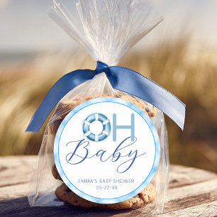 Pegatinas de Favor de Baby Shower Náutico Oh Baby
