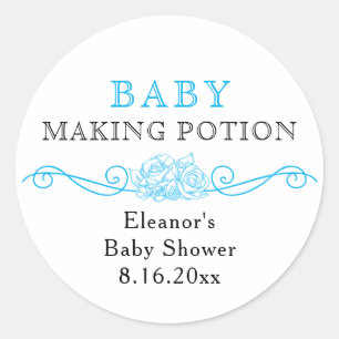 Pegatinas de Favor de Baby Shower Poción Azul para
