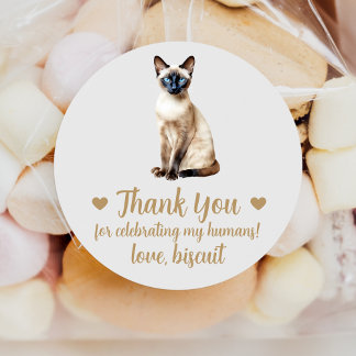 Pegatinas de Favor de Boda de Gato Siamés