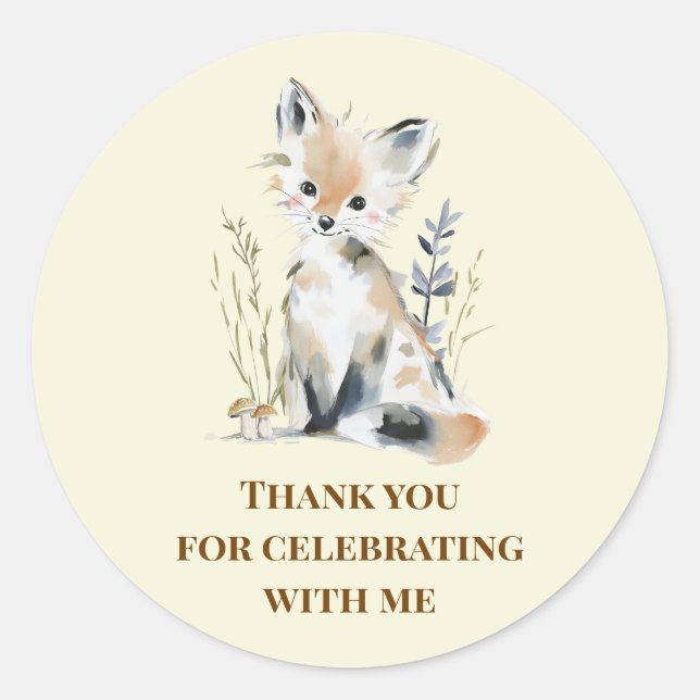 Pegatinas de Favor de Cumpleaños Temático Bosque (Anverso)