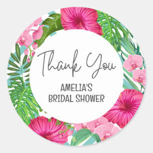 Pegatinas de favor de ducha nupcial floral de play