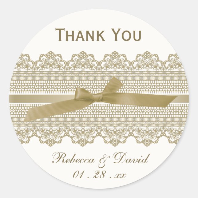 Pegatinas de favor de Lace y Ribbon (Anverso)