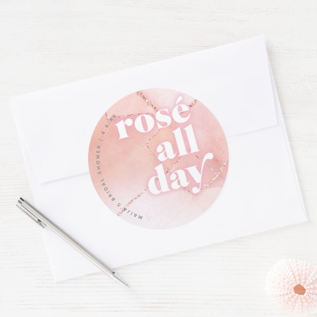 Pegatinas de Favor de Rosé Todo el Día (Sobre)