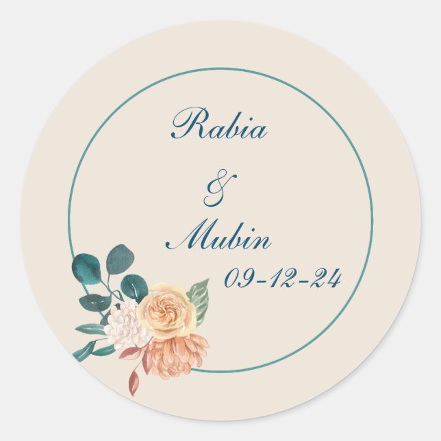 Pegatinas de favores matrimoniales personalizables (Anverso)