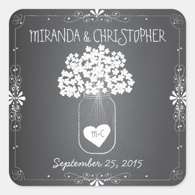 Pegatinas de favores personalizados de Chalkboard  (Anverso)