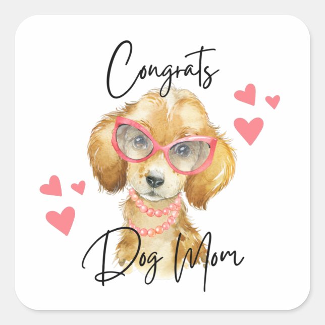 Pegatinas de Felicidades Mamá Perro (Anverso)