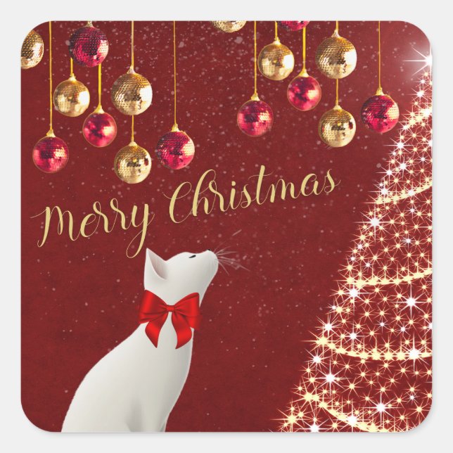 Pegatinas de felinos de Navidad (Anverso)