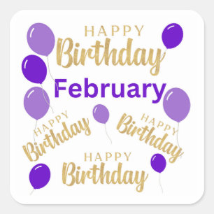 Pegatinas de feliz cumpleaños de febrero