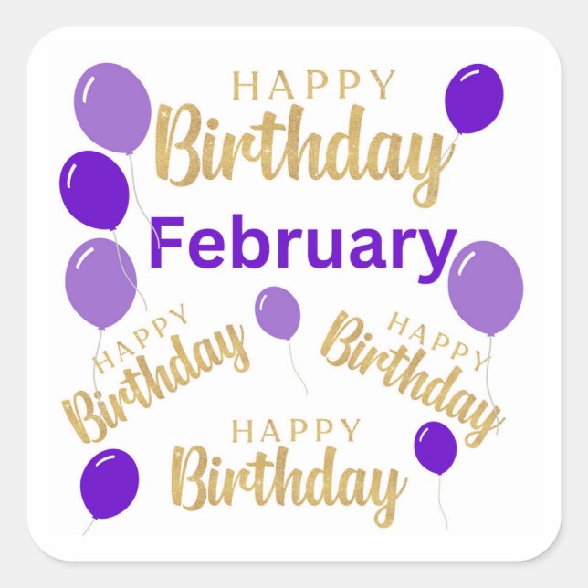 Pegatinas de feliz cumpleaños de febrero (Anverso)