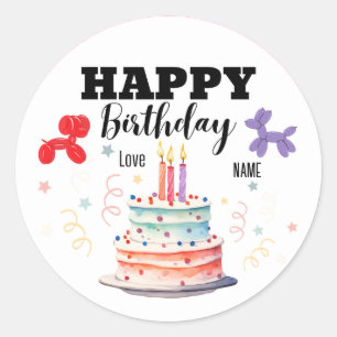 Pegatinas de Feliz Cumpleaños, Forma Redonda