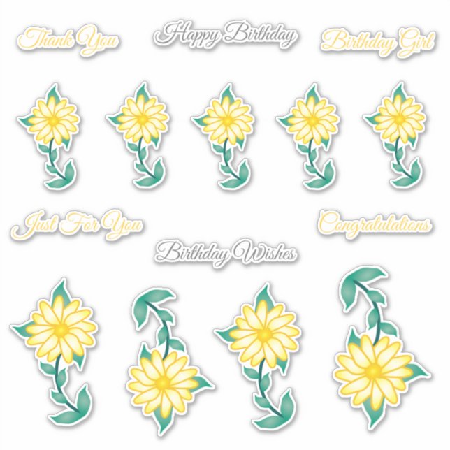 Pegatinas de Feliz Cumpleaños Vinyl (Anverso)