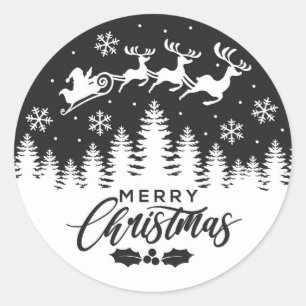 Pegatinas de Feliz Navidad en blanco y negro