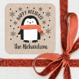 Pegatinas de feriado de invierno pingüino de Navid