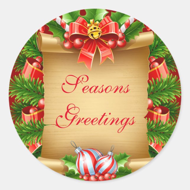 Pegatinas de feriado de Seasons Greetings (Anverso)