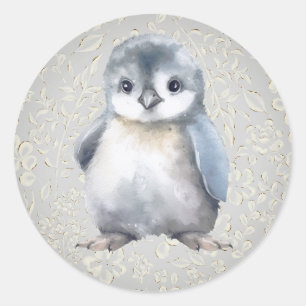 Pegatinas de feriado floral de pingüino
