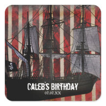 Pegatinas de fiesta de cumpleaños de grunge pirata