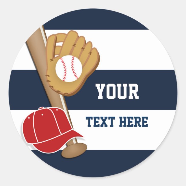 Pegatinas de fiesta de cumpleaños de rayas azules  (Anverso)