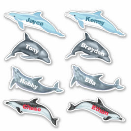 Pegatinas de fiesta de delfines con nombres