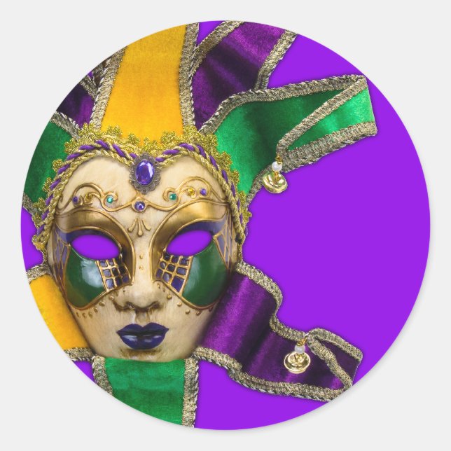 Pegatinas de fiesta de disfraz de oro púrpura verd (Anverso)