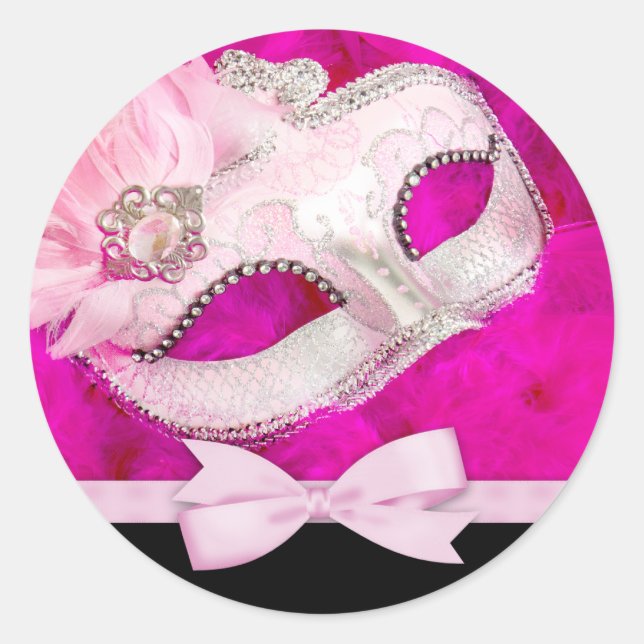 Pegatinas de fiesta de disfraz de rosa caliente (Anverso)