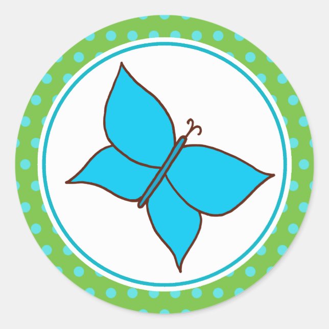 Pegatinas de fiesta de mariposa azul de verano (Anverso)