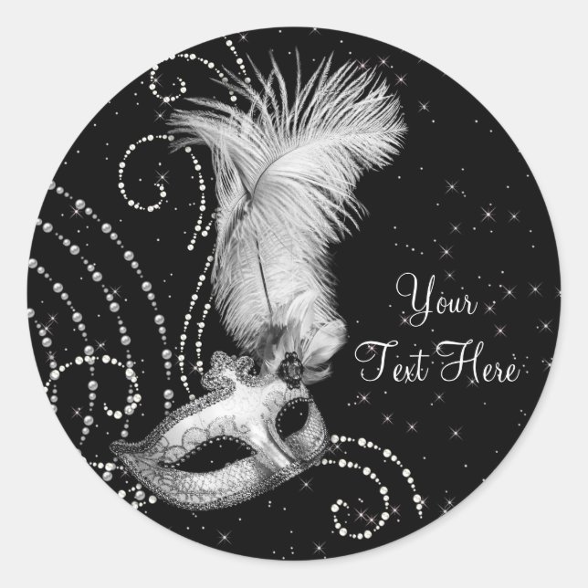 Pegatinas de fiesta de máscara veneciana negra ele (Anverso)