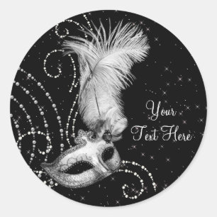 Pegatinas de fiesta de máscara veneciana negra ele