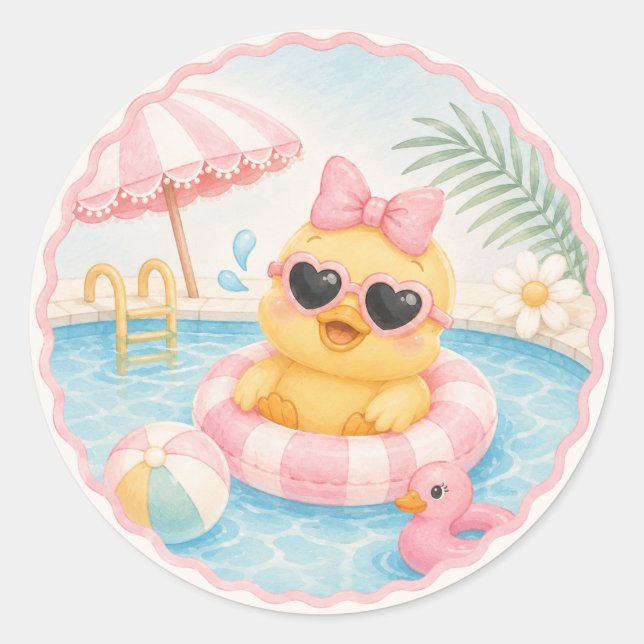 Pegatinas de Fiesta en la Piscina de Patos | Cumpl (Anverso)