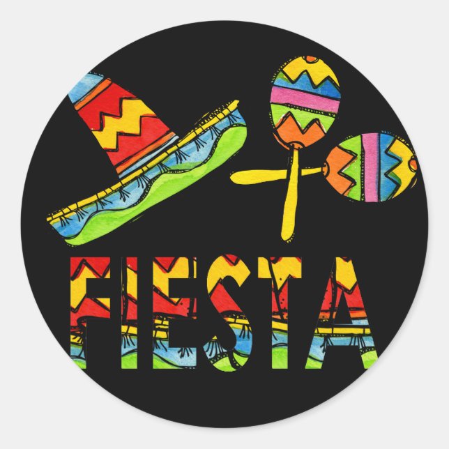 Pegatinas de Fiesta Fiesta Sombrero Maraca (Anverso)