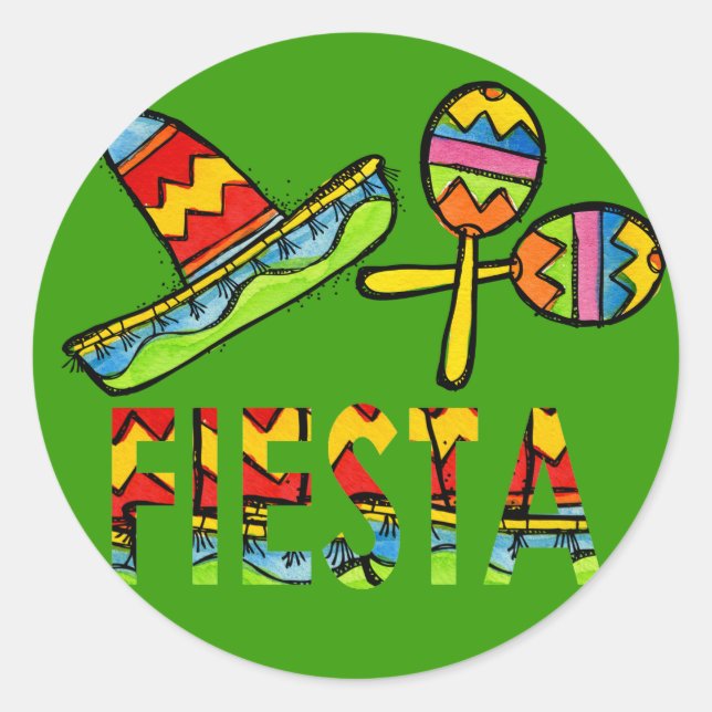 Pegatinas de Fiesta Fiesta Sombrero Maraca (Anverso)