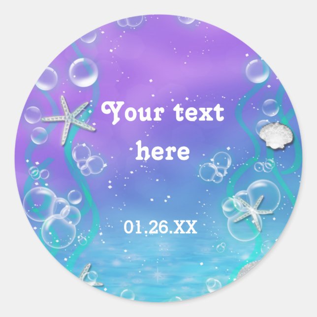 Pegatinas de fiesta mágica bajo el mar Sweet 16 (Anverso)