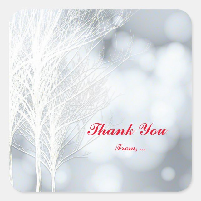 Pegatinas de fiesta navideña de árboles blancos de (Anverso)