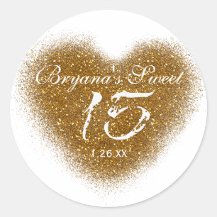 Pegatinas de fiesta Quinceincera Corazón Purpurina