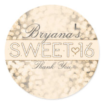 Pegatinas de fiesta Sweet 16 con luces brillantes
