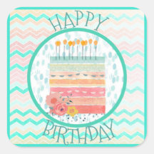 Pegatinas de Fiestas de Coral y Pastel Verde azula