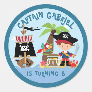 Pegatinas de Fiestas de Cute Boy Pirate