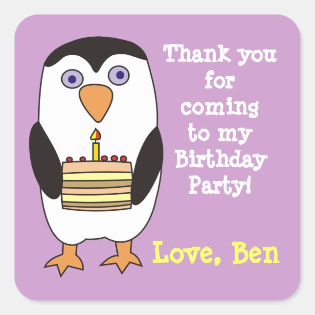 Pegatinas de Fiestas de Cute Penguin 1º cumpleaños (Anverso)