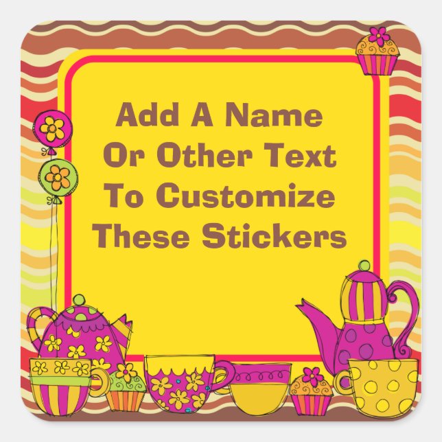 Pegatinas de Fiestas de té personalizados (Anverso)