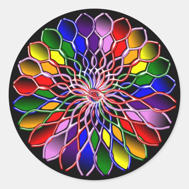Pegatinas de flor arcoiris-20 por hoja (Anverso)
