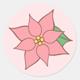 Pegatinas de Flor de Pascua Rosa