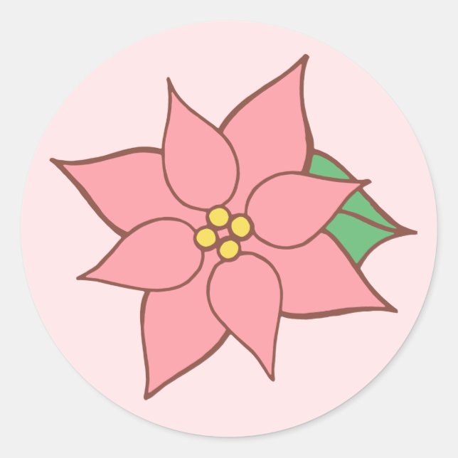 Pegatinas de Flor de Pascua Rosa (Anverso)