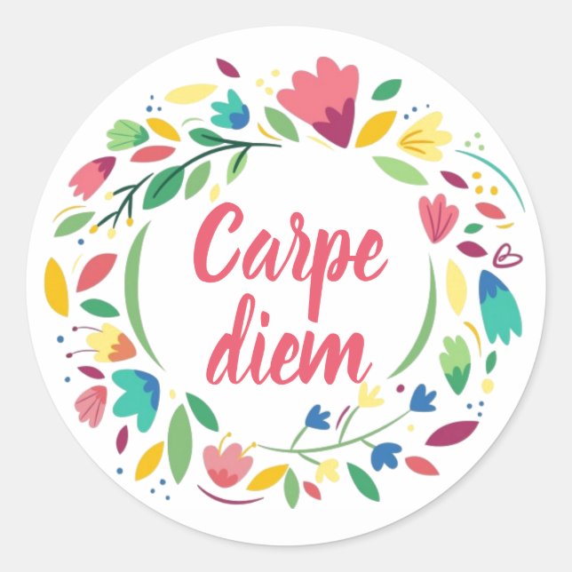 Pegatinas de Floral Wreath Carpe Diem (Anverso)