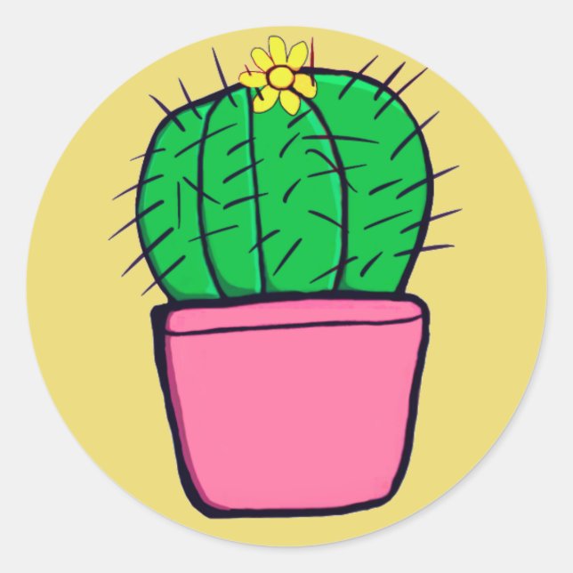 Pegatinas de flores de cactus amarillas (Anverso)