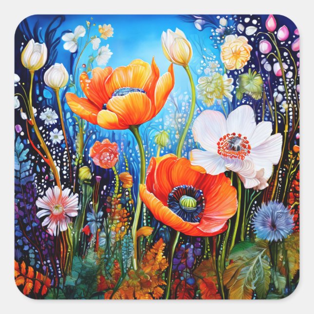 Pegatinas de flores de colores (Anverso)