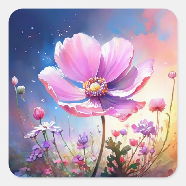 Pegatinas de flores de colores (Anverso)