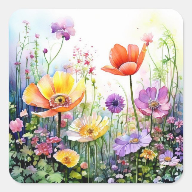 Pegatinas de flores de colores (Anverso)