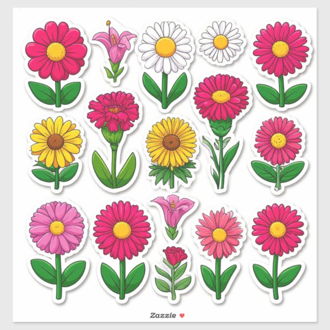 Pegatinas de flores de dibujos animados coloridas (Hoja)