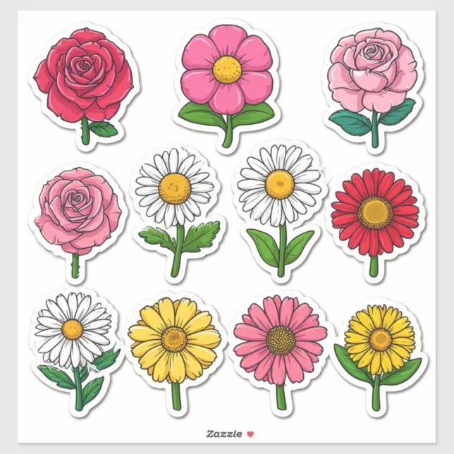 Pegatinas de flores de dibujos animados coloridas (Hoja)