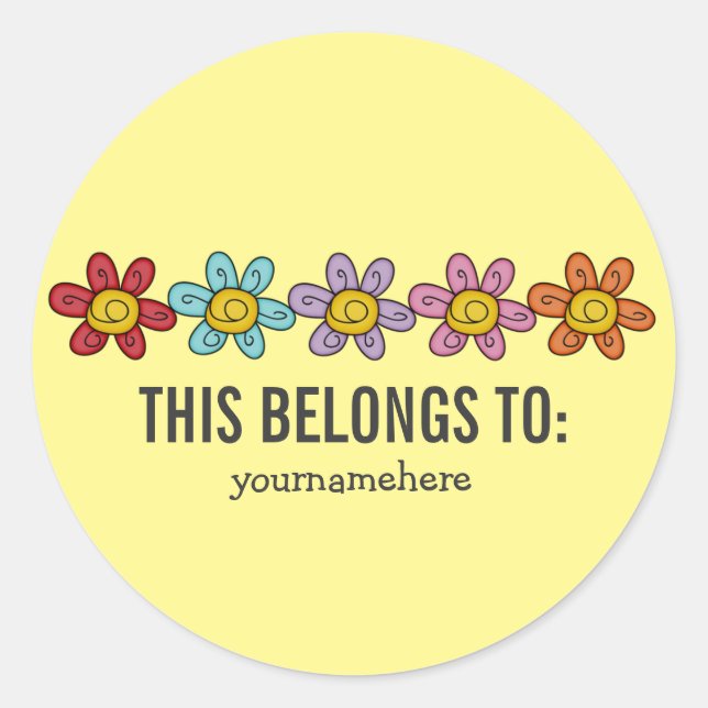 Pegatinas de flores de Doodle cúpulas {ESTO PERTEN (Anverso)