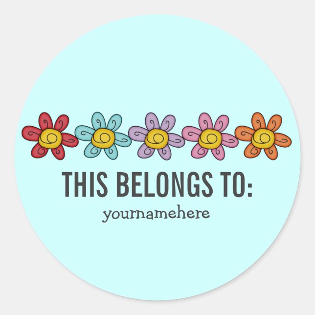 Pegatinas de flores de Doodle cúpulas {ESTO PERTEN (Anverso)